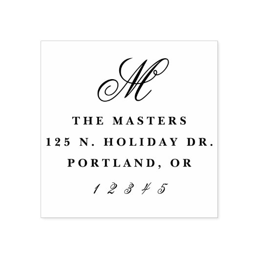 Klassiek Schrift Monogram Retouradres Rubberstempel (Afrduk)