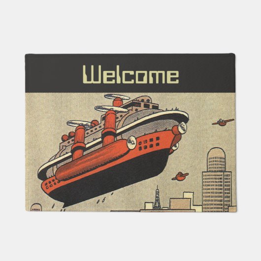 Klassiek Sciencefiction Cruiseschip Helikopter Deurmat (Voorkant)