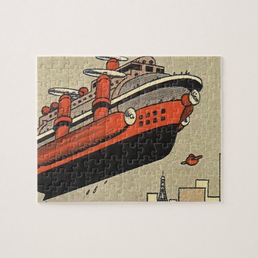 Klassiek Sciencefiction-cruiseschip in helikopterv Legpuzzel (Horizontaal)