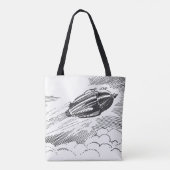 Klassiek sciencefiction-ruimteschip in de wolken tote bag (Achterkant)
