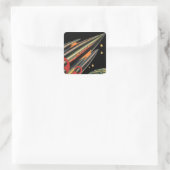 Klassiek sciencefiction-ruimteschip van Space Star Vierkante Sticker (Tas)