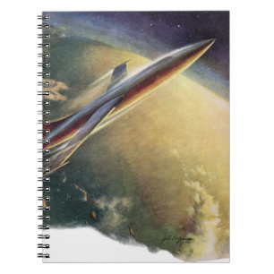 Klassiek sciencefiction-ruimteschip-vliegtuig aard notitieboek