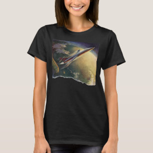 Klassiek sciencefiction-ruimteschip-vliegtuig aard t-shirt