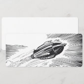 Klassiek sciencefictionruimteschip met raket in wo (Voorkant / Achterkant)