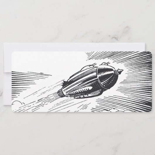 Klassiek sciencefictionruimteschip met raket in wo (Voorkant)