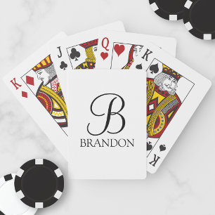 Klassiek script, aangepast monogram en naam pokerkaarten