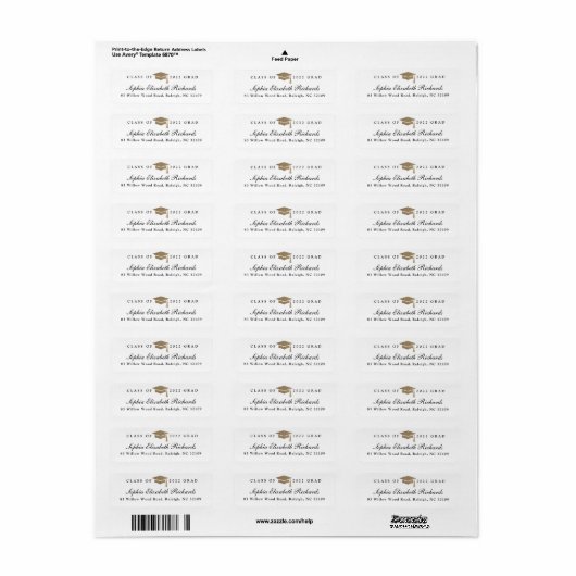 Klassiek script afstudeeradres etiket (Full Sheet)