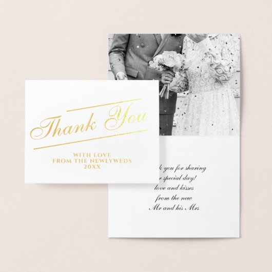 Klassiek script bedankt Folie voor bruiloft foto's Folie Kaarten (Display)