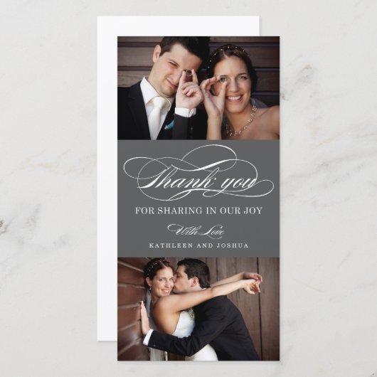 Klassiek script bruiloft dank u fotokaarten bedankkaart (Voorkant / Achterkant)