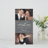 Klassiek script bruiloft dank u fotokaarten bedankkaart (Staand voorkant)