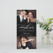 Klassiek script bruiloft dank u fotokaarten bedankkaart (Staand voorkant)