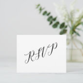 Klassiek script bruiloft RSVP Briefkaart Black Whi (Staand voorkant)