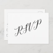 Klassiek script bruiloft RSVP Briefkaart Black Whi (Voorkant / Achterkant)