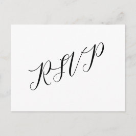 Klassiek script bruiloft RSVP Briefkaart Black Whi