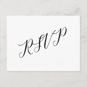 Klassiek script bruiloft RSVP Briefkaart Black Whi