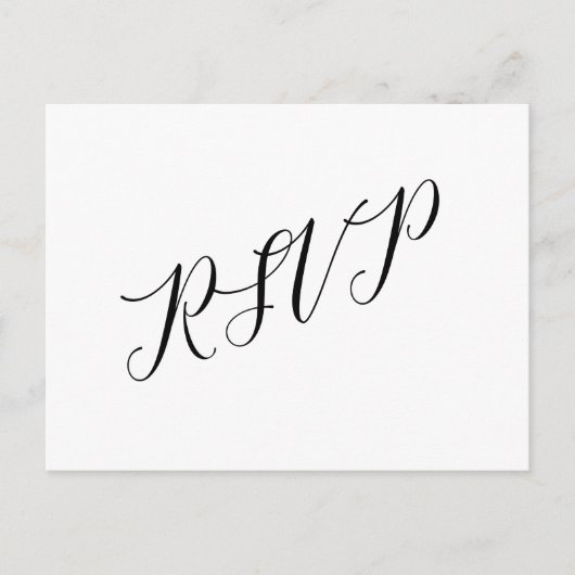 Klassiek script bruiloft RSVP Briefkaart Black Whi (Voorkant)