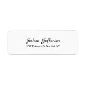 Klassiek Script Creative Plain Black & White Etiket (Voorkant)