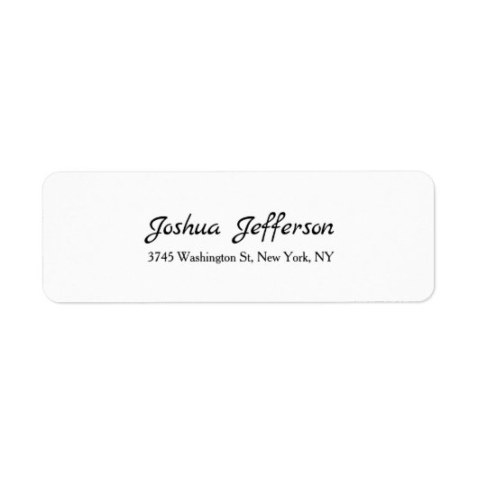 Klassiek Script Creative Plain Black & White Etiket (Voorkant)