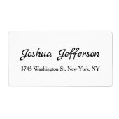 Klassiek Script Creative Plain Black & White Etiket (Voorkant)