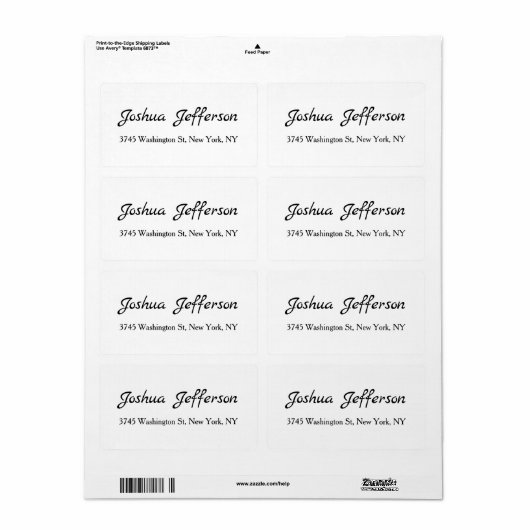 Klassiek Script Creative Plain Black & White Etiket (Full Sheet)