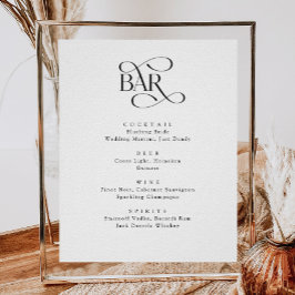 Klassiek script De Bar Bruiloft Dranken Menu Bord Poster