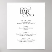 Klassiek script De Bar Bruiloft Dranken Menu Bord Poster (Voorkant)