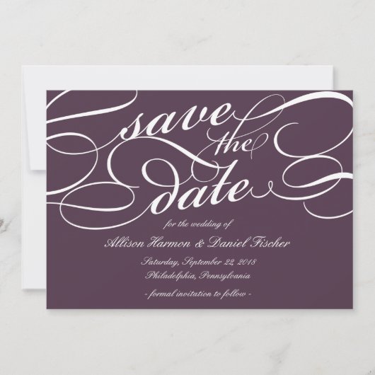 Klassiek script de datum opslaan | Blackberry Save The Date (Voorkant)
