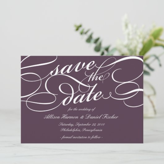 Klassiek script de datum opslaan | Blackberry Save The Date (Staand voorkant)