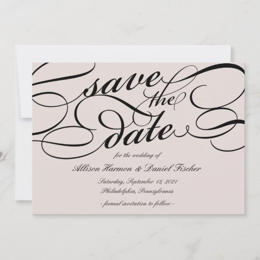 Klassiek script de datum opslaan | Cameo Blush Save The Date (Voorkant)