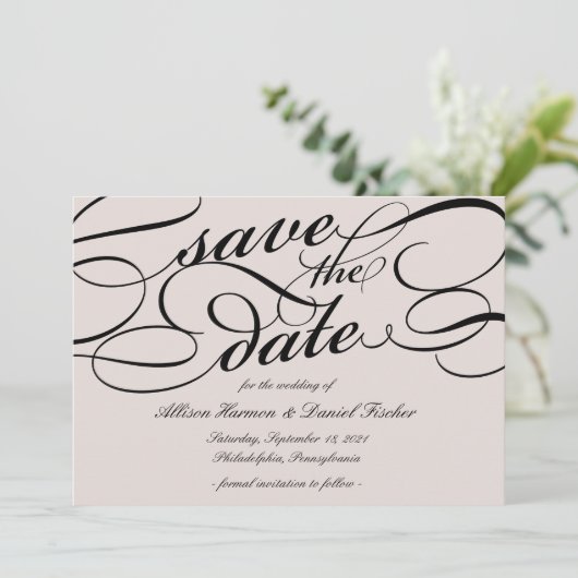Klassiek script de datum opslaan | Cameo Blush Save The Date (Staand voorkant)