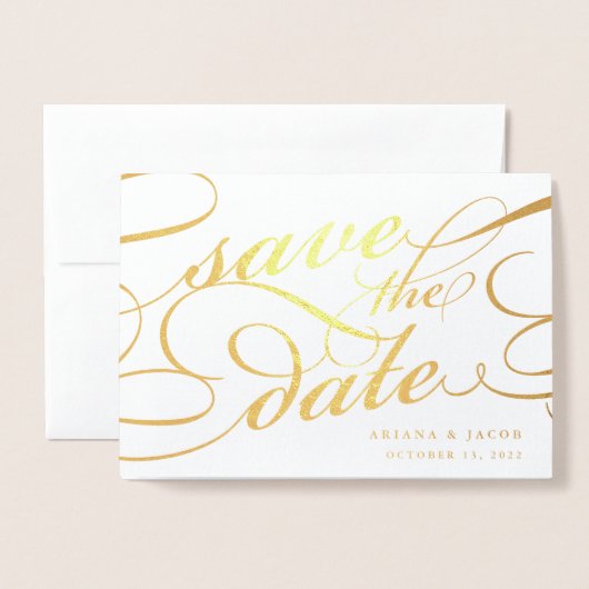 Klassiek script de datum opslaan folie kaarten (Voorkant met envelop)