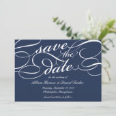 Klassiek script de datum opslaan | marine save the date (Staand voorkant)