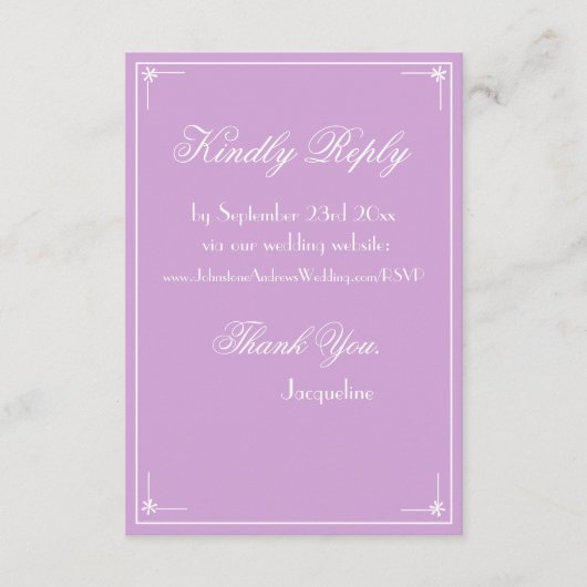 Klassiek script eenvoudige chique bruiloft website informatiekaartje (Voorkant)