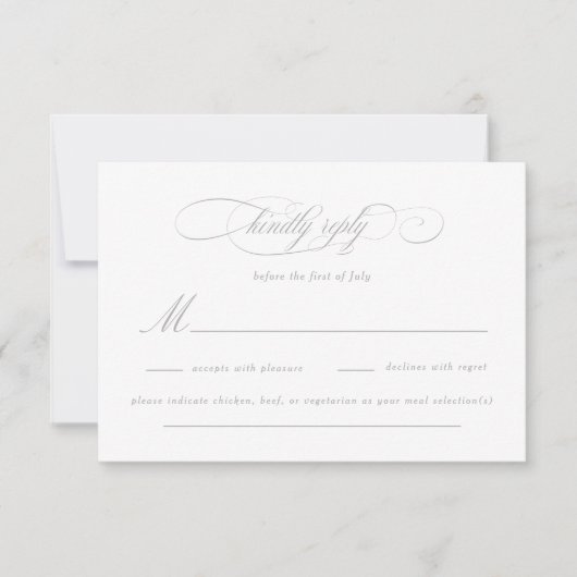 Klassiek Script Elegance Bruiloft RSVP Kaartje (Voorkant)