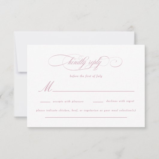 Klassiek Script Elegance Bruiloft RSVP Kaartje (Voorkant)