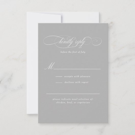 Klassiek Script Elegance Bruiloft RSVP Kaartje (Voorkant)