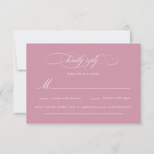 Klassiek Script Elegance Bruiloft RSVP Kaartje (Voorkant)