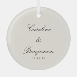 Klassiek Script Elegant Ivoor Wedding Custom Glas Ornament