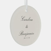 Klassiek Script Elegant Ivoor Wedding Custom Glas Ornament (Voorkant Rechts)