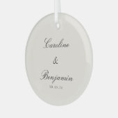 Klassiek Script Elegant Ivoor Wedding Custom Glas Ornament (Voorkant links)
