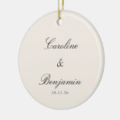 Klassiek Script Elegant Ivoor Wedding Custom Keramisch Ornament (Links)