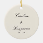 Klassiek Script Elegant Ivoor Wedding Custom Keramisch Ornament (Achterkant)