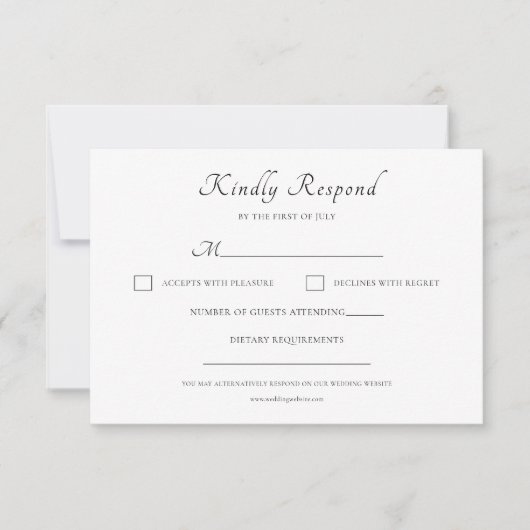 Klassiek script Elegant Modern Wedding RSVP Kaartje (Voorkant)