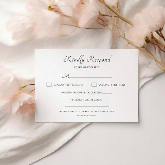 Klassiek script Elegant Modern Wedding RSVP Kaartje