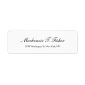 Klassiek Script Elegant Plain Simple White Etiket (Voorkant)