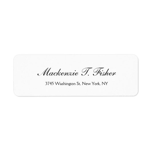 Klassiek Script Elegant Plain Simple White Etiket (Voorkant)
