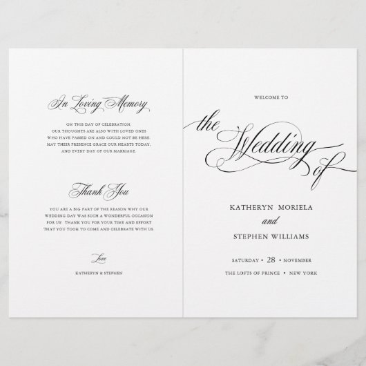 Klassiek script elegant Wedding Program Booklet (Voorkant)