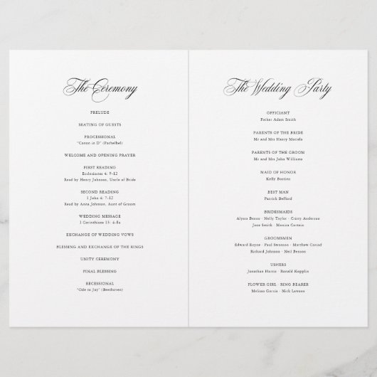 Klassiek script elegant Wedding Program Booklet (Achterkant)
