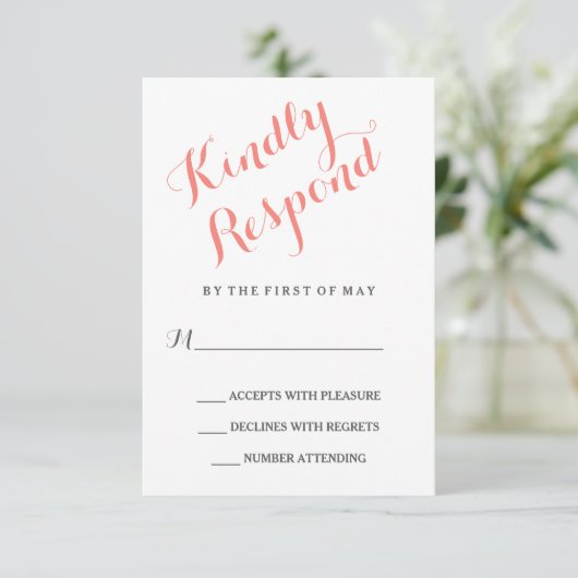 Klassiek script | Elegante bruiloft RSVP-kaart RSVP Kaartje (Staand voorkant)