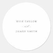 Klassiek script Elegante minimalistische bruiloft Ronde Sticker (Voorkant)